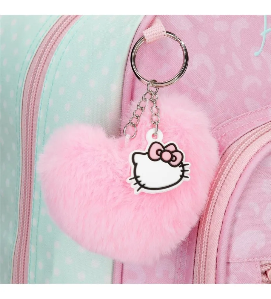 MOCHILA DE PASEO HELLO KITTY PARIS CON CARRO TURQUESA 23X25X10CM