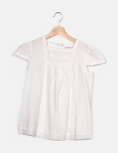 Neck & Neck Blusa blanca detalle textura
