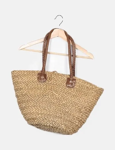 NoName Bolso marrón rafia detalle asas