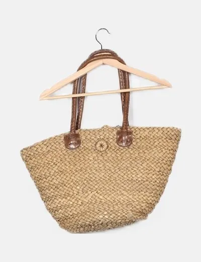 NoName Bolso marrón rafia detalle asas