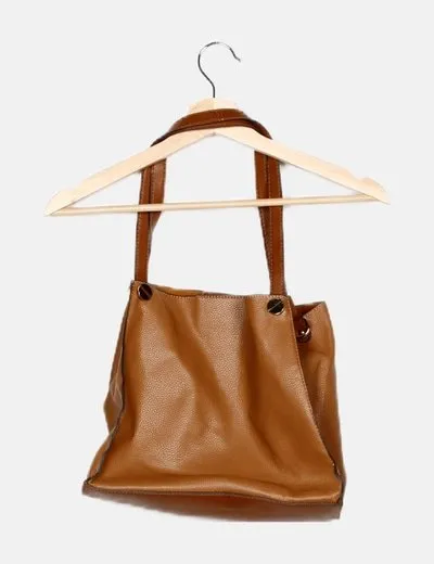 NoName Bolso marrón texturizado detalle asas