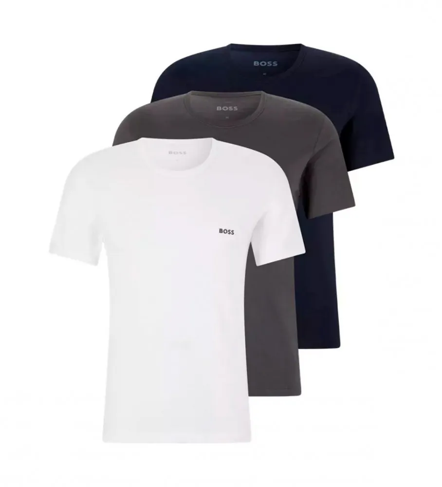Pack 3 Camisetas RN Clásico gris, azul, blanco