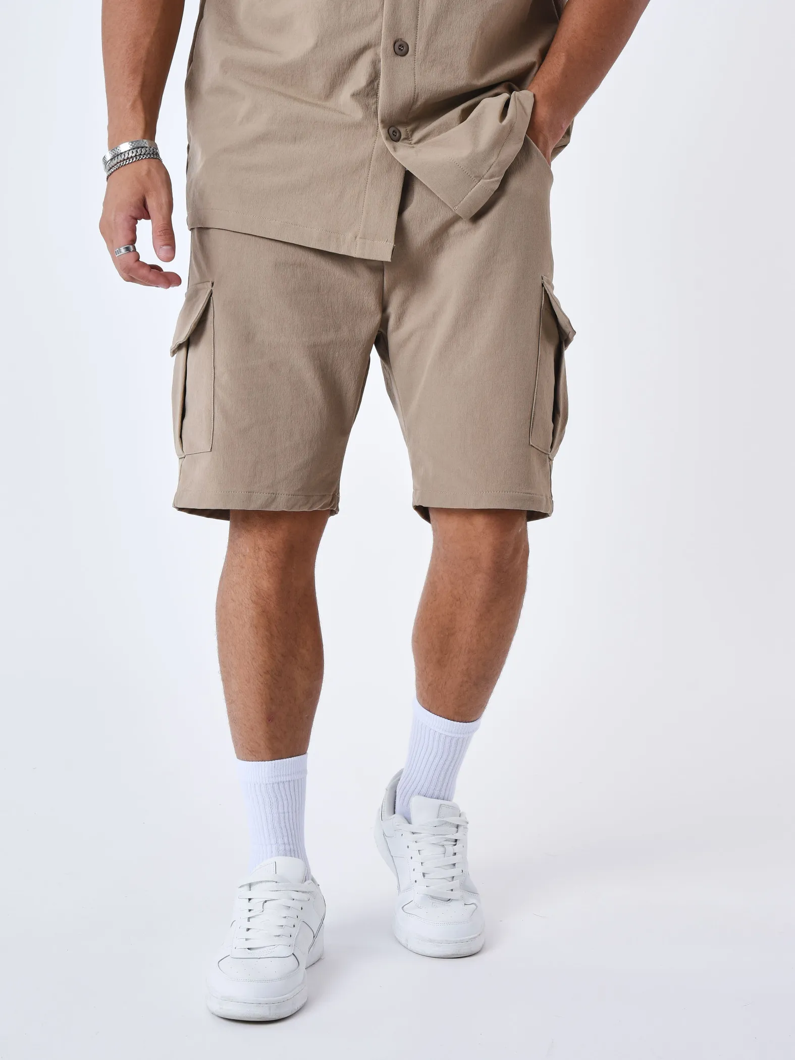 Pantalones cortos lisos con textura