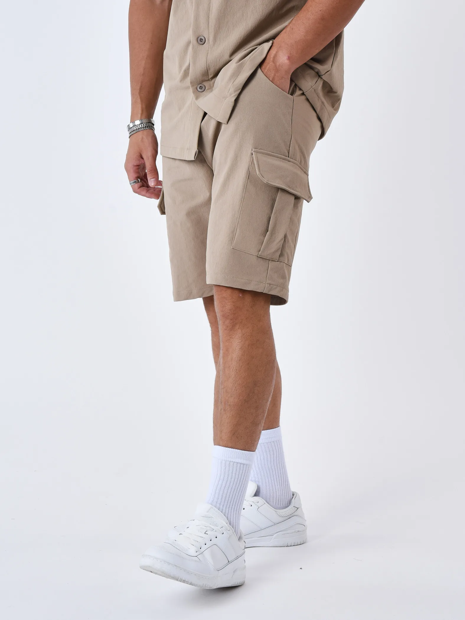 Pantalones cortos lisos con textura
