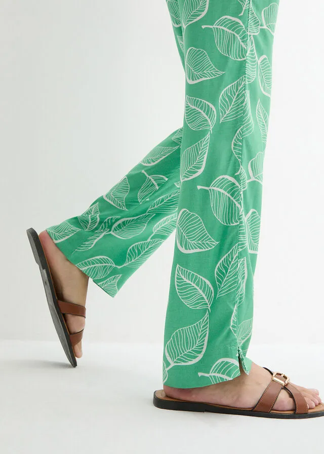 Pantalón con cintura elástica Verde ópalo/blanco estampado