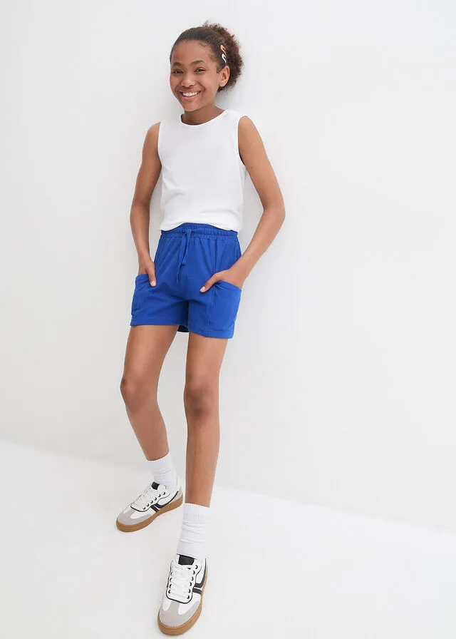Pantalón corto para niña de algodón orgánico Azul marino