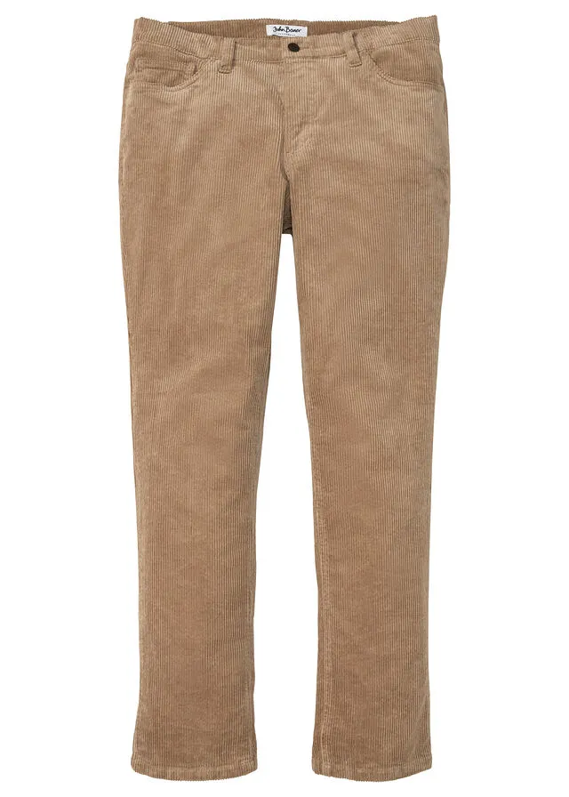 Pantalón de pana elástico de corte clásico Camel