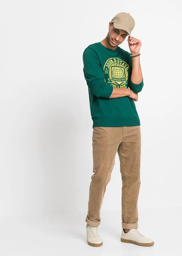 Pantalón de pana elástico de corte clásico Camel