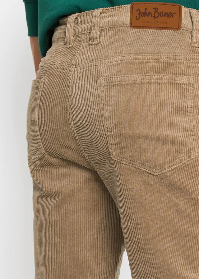 Pantalón de pana elástico de corte clásico Camel