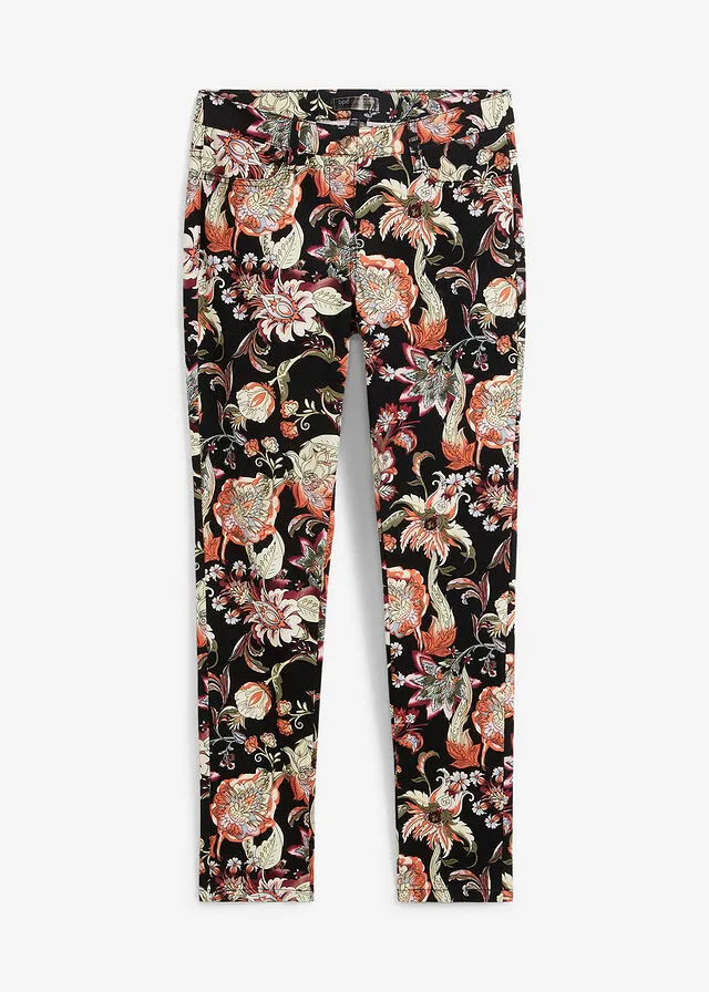 Pantalón elástico estampado Negro/rojo avellana estampado