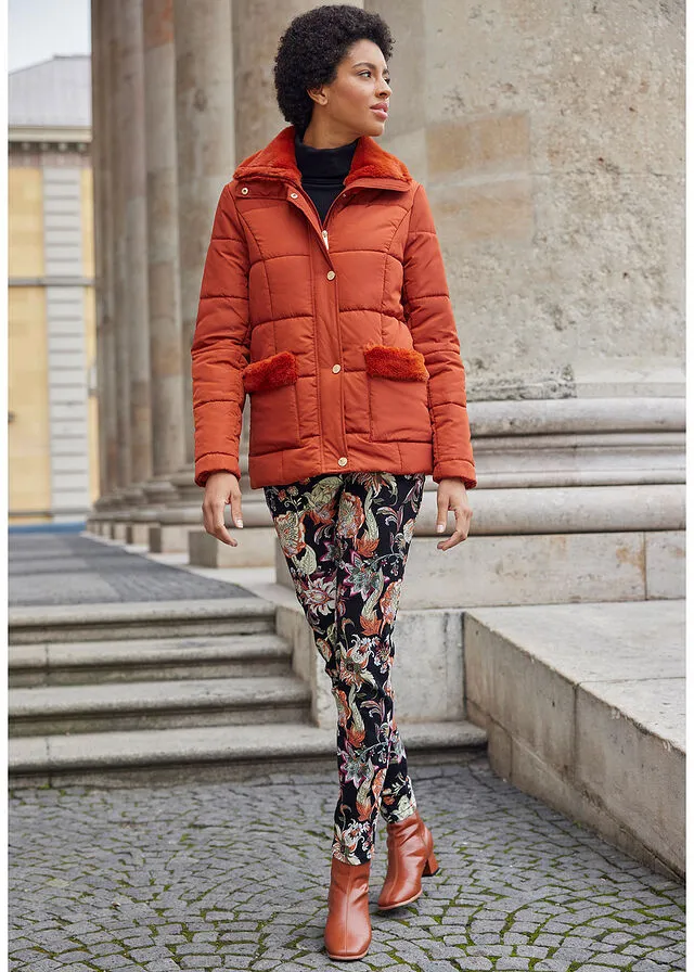Pantalón elástico estampado Negro/rojo avellana estampado