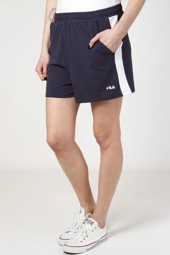 Pantalón Shorts corto FILA chica BADU SHORTS Ref. 687493 marino bandas laterales blanca
