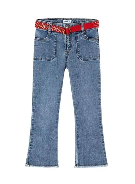 Pantalón Vaquero Mayoral Flared Cinturón Para Niña