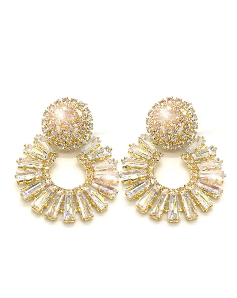 PENDIENTES BODA DORADOS DE CRISTAL BRILLO ARO BAGUETTE CIRCON