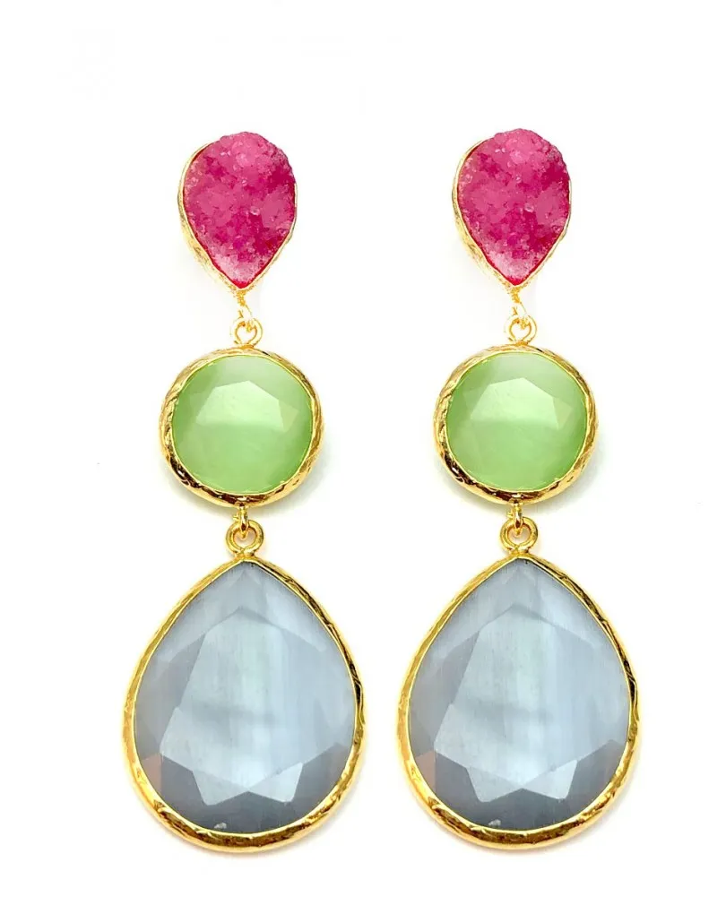 PENDIENTES LARGOS DE PIEDRAS NATURALES PARA BODAS ONLINE