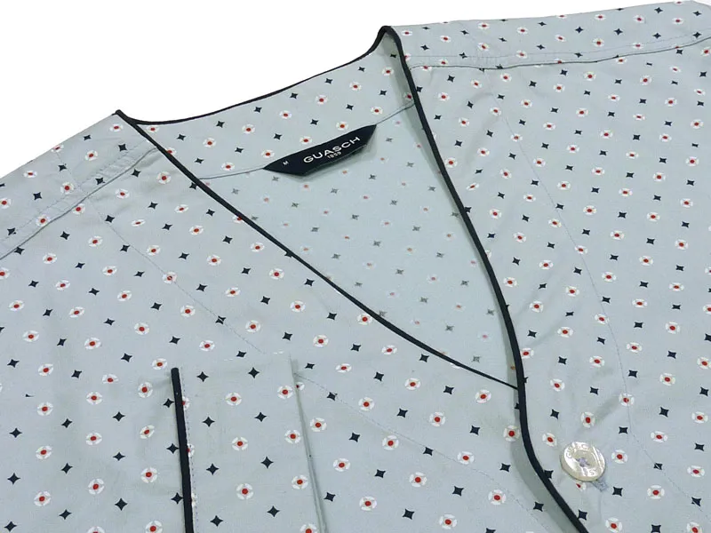 Pijama Guasch clásico en corto de Tela con Topitos corbateros (sin cuello)