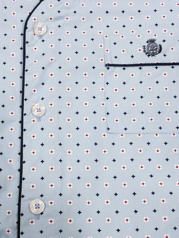 Pijama Guasch clásico en corto de Tela con Topitos corbateros (sin cuello)