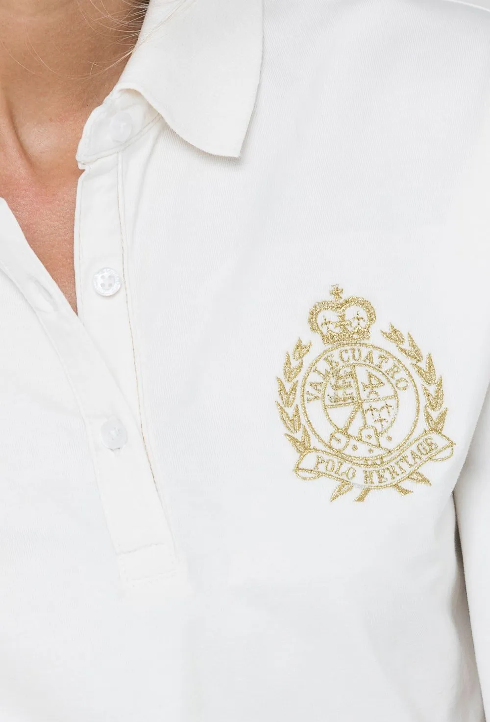 Polo clásico mujer manga larga en beige