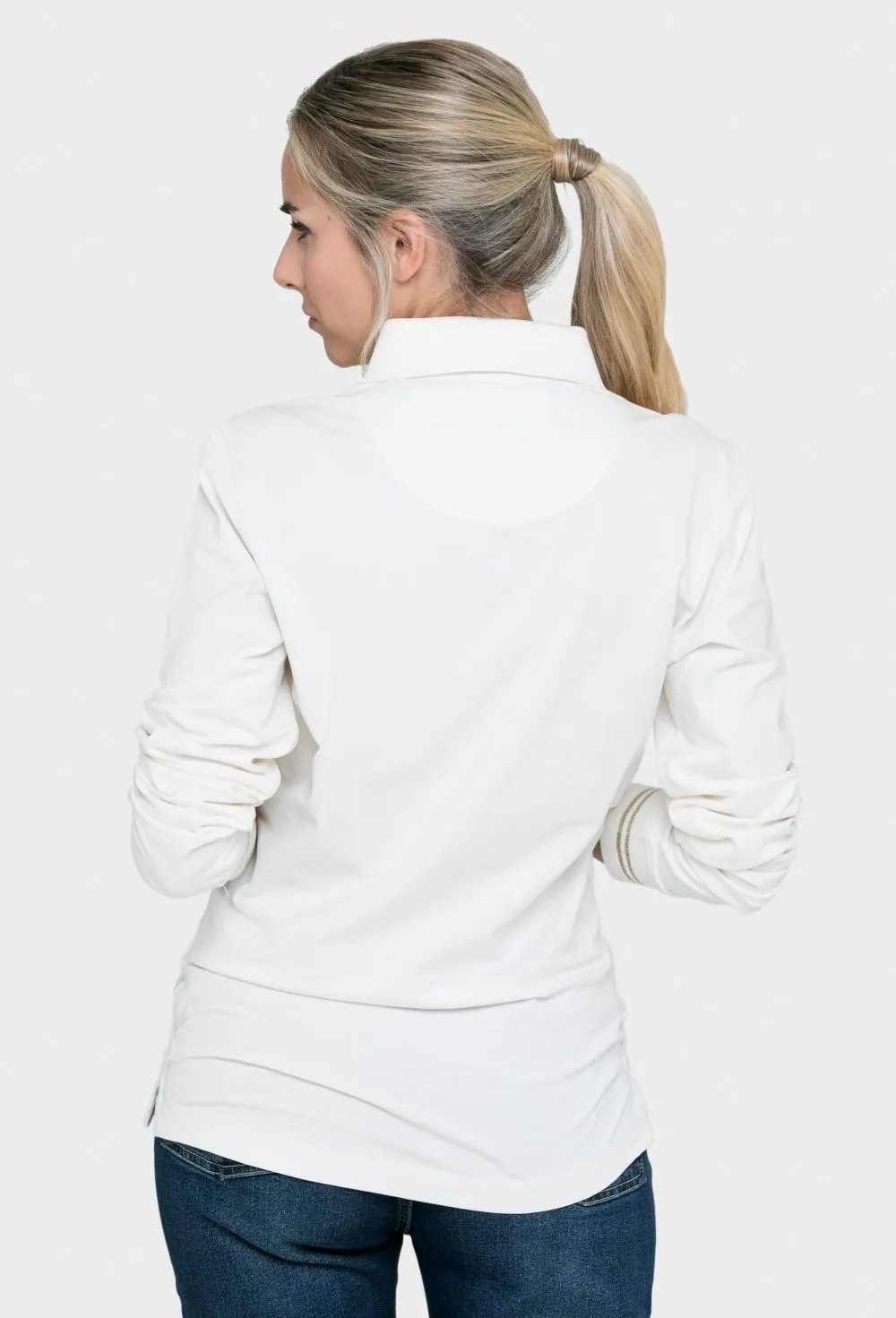 Polo clásico mujer manga larga en beige