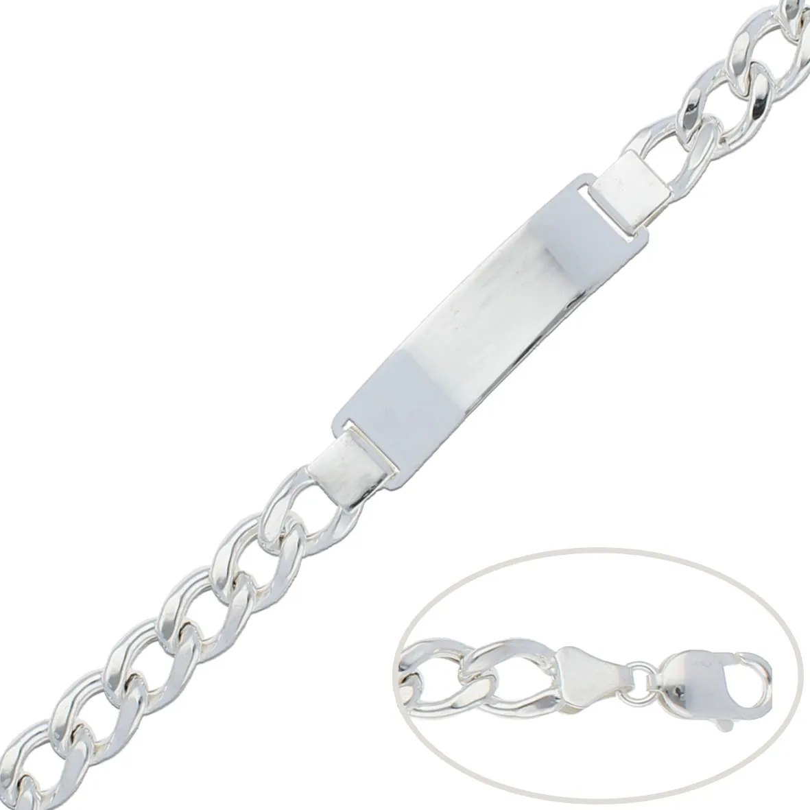 Pulsera con Placa Plata 10mm.
