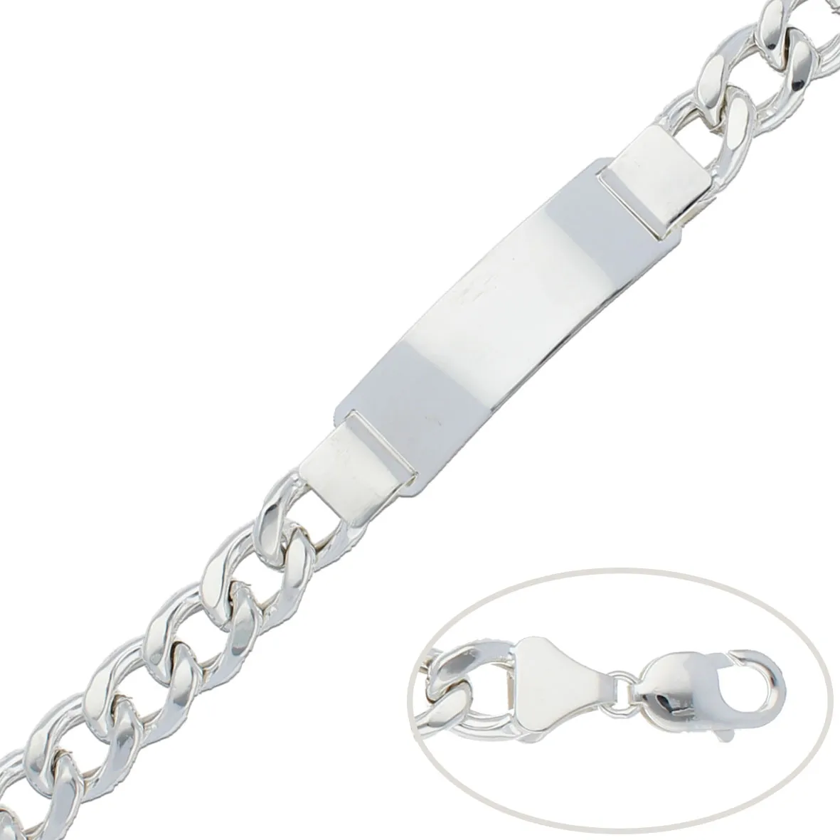 Pulsera con Placa Plata 12mm.