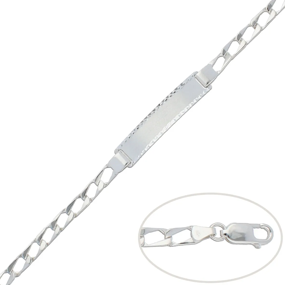 Pulsera con Placa Plata 5mm.