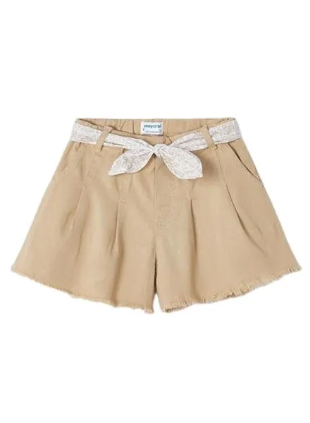 Short Mayoral Sarga Tostado para Niña
