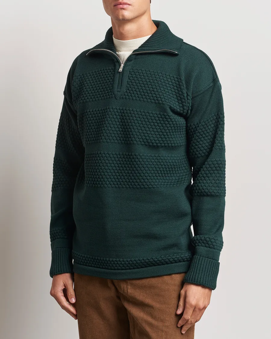 S.N.S. Herning Fisherman Wool Half Zip Sweater Thunder Green