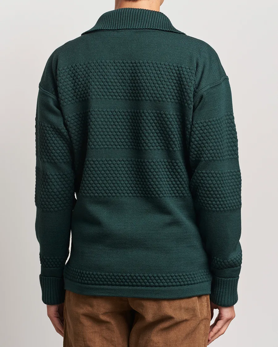 S.N.S. Herning Fisherman Wool Half Zip Sweater Thunder Green