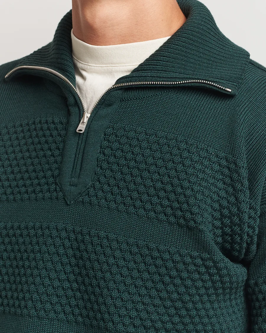 S.N.S. Herning Fisherman Wool Half Zip Sweater Thunder Green