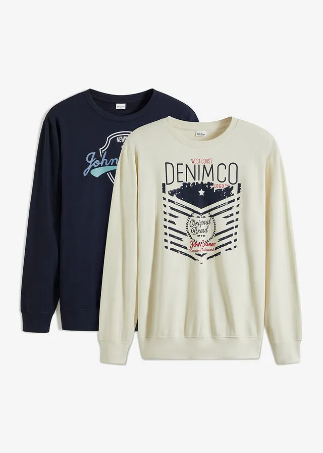 Sudadera Beige jaspeado estampado + azul marino estampado
