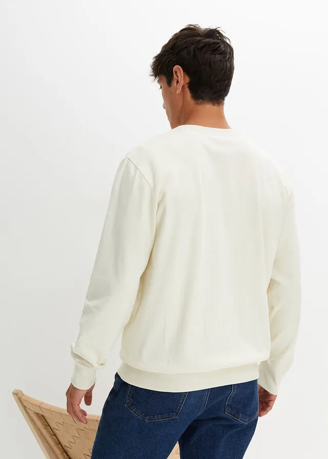Sudadera Beige jaspeado estampado + azul marino estampado