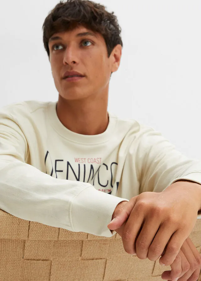 Sudadera Beige jaspeado estampado + azul marino estampado