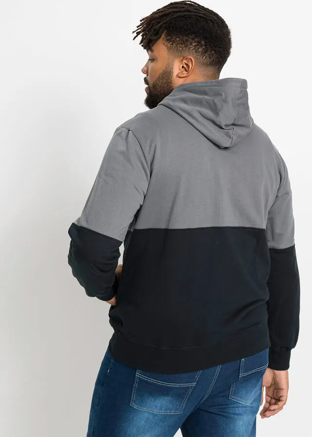Sudadera con capucha y corte slim Negro/gris humo estampado