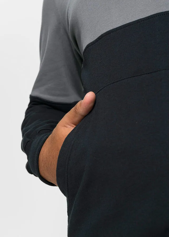 Sudadera con capucha y corte slim Negro/gris humo estampado