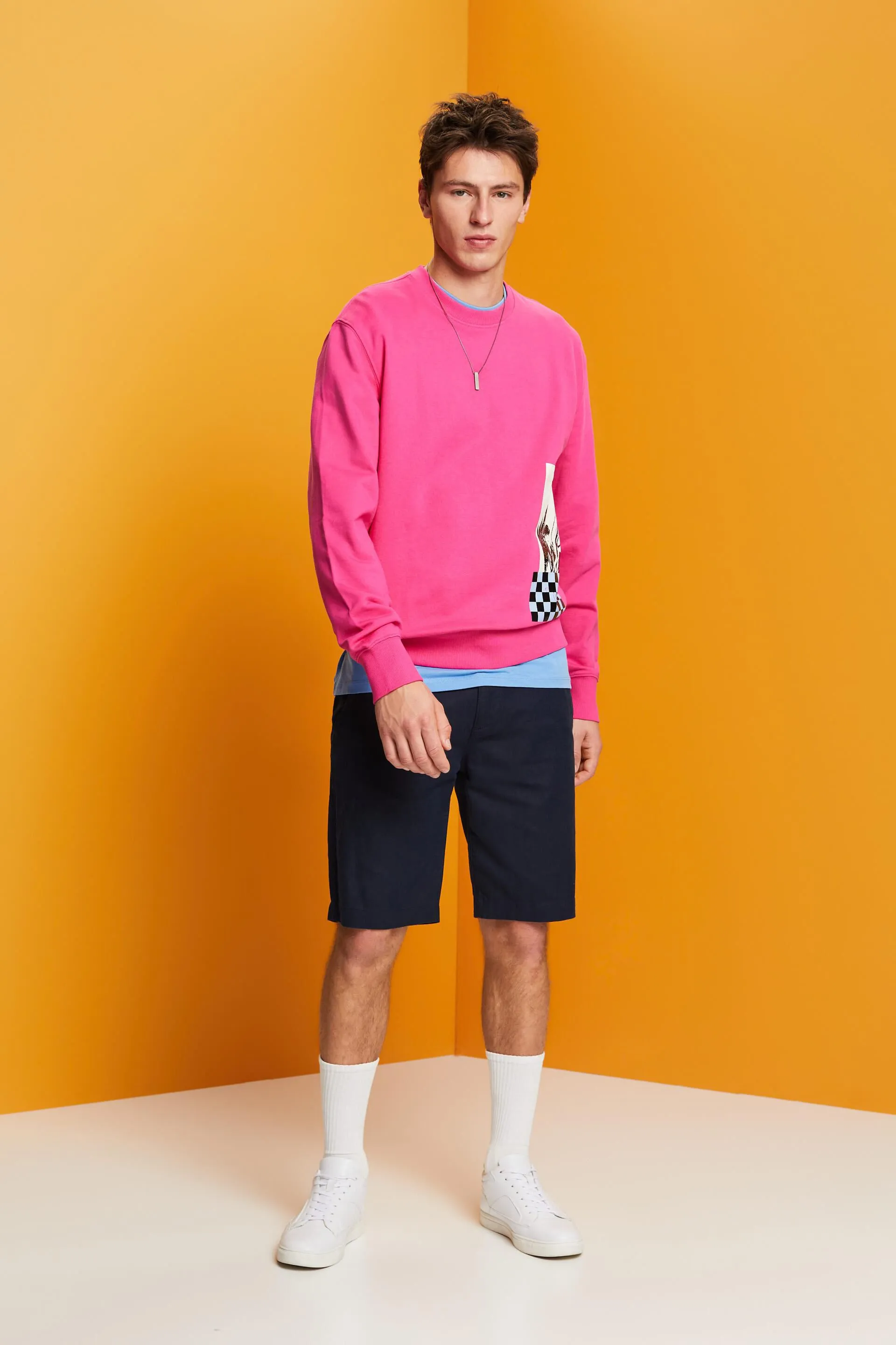 Sudadera de cuello redondo con estampado, 100% algodón