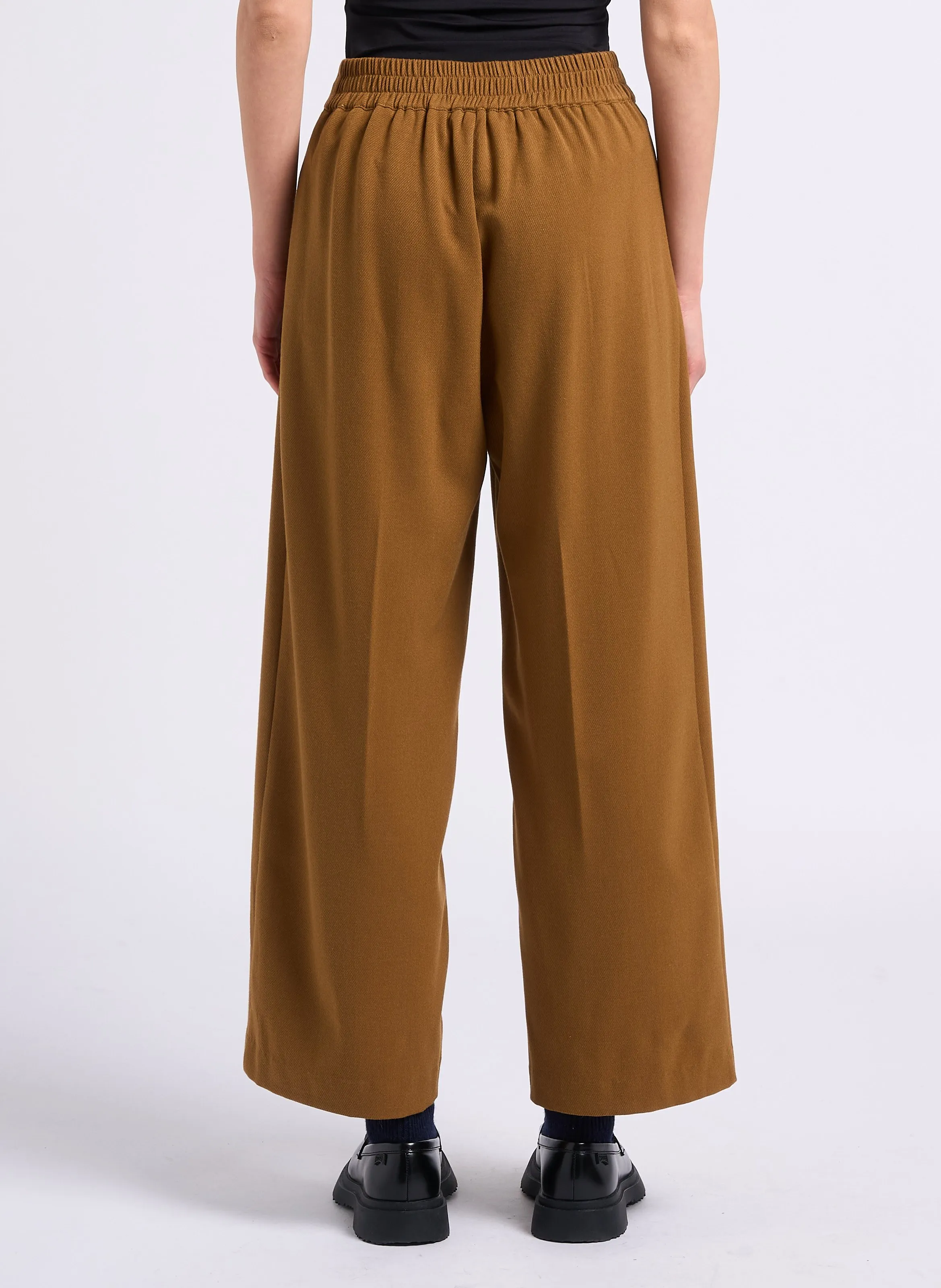 SUNCOO JERRY  PANTALóN DE TALLE ALTO Y PIERNA ANCHA EN MARRON
