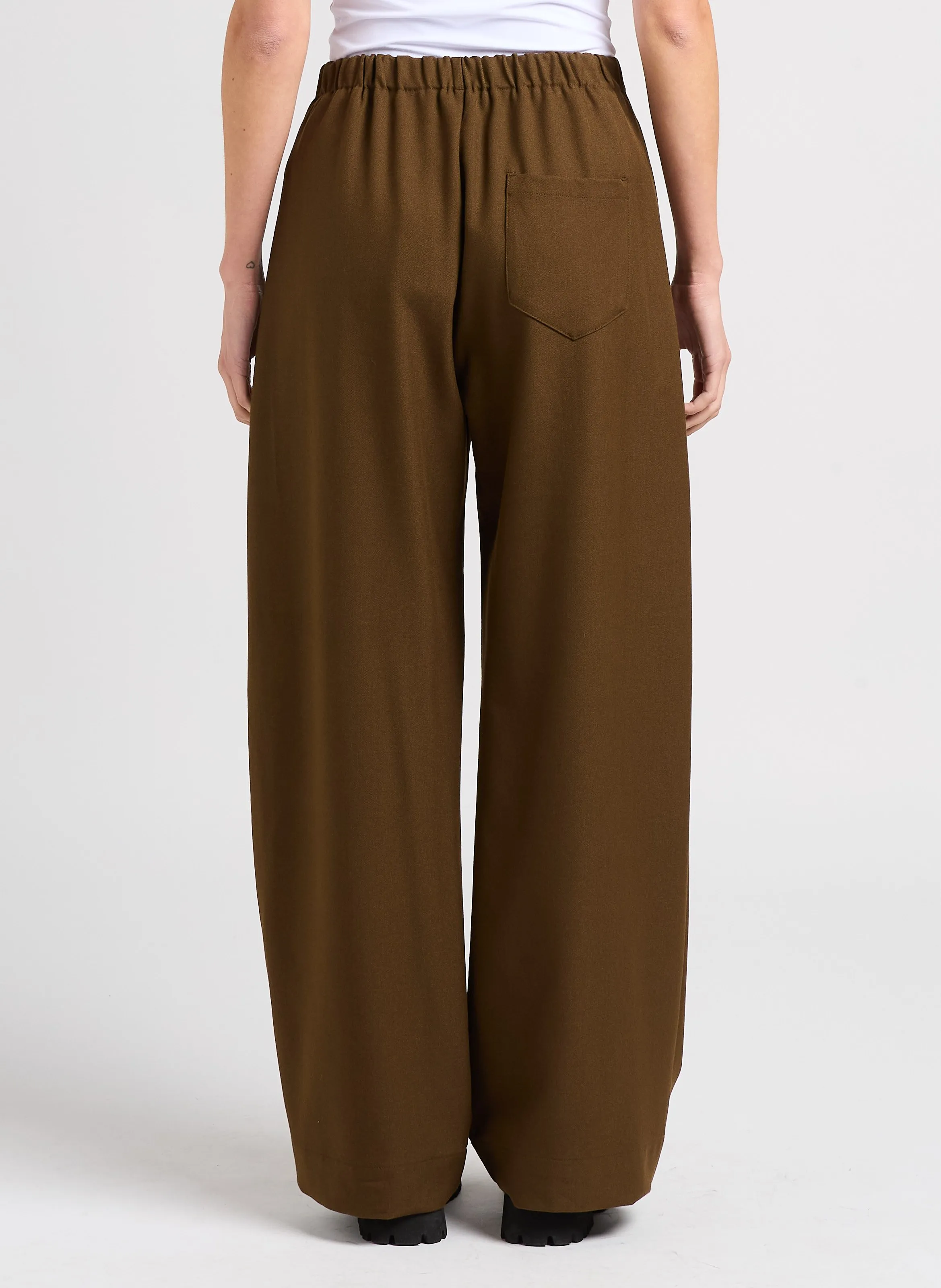 SUNCOO JIO  PANTALóN DE TALLE ALTO ANCHO EN MARRON