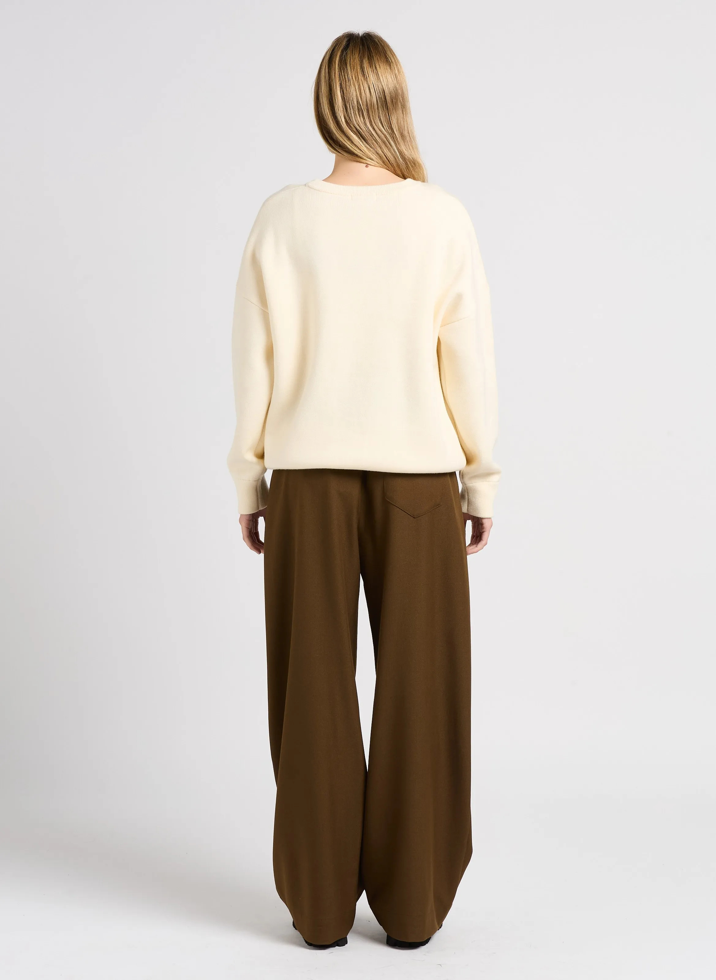 SUNCOO JIO  PANTALóN DE TALLE ALTO ANCHO EN MARRON
