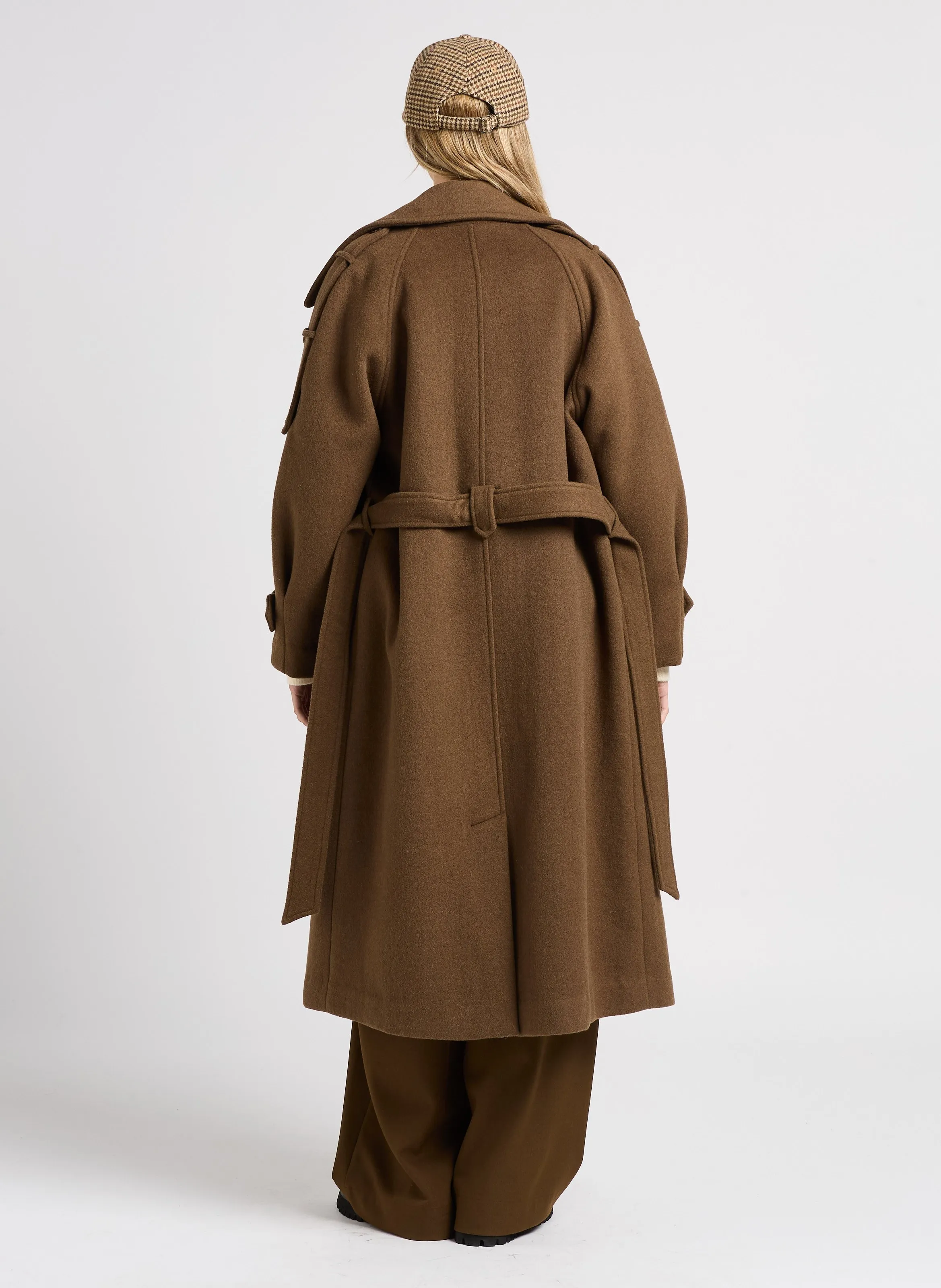 SUNCOO JIO  PANTALóN DE TALLE ALTO ANCHO EN MARRON