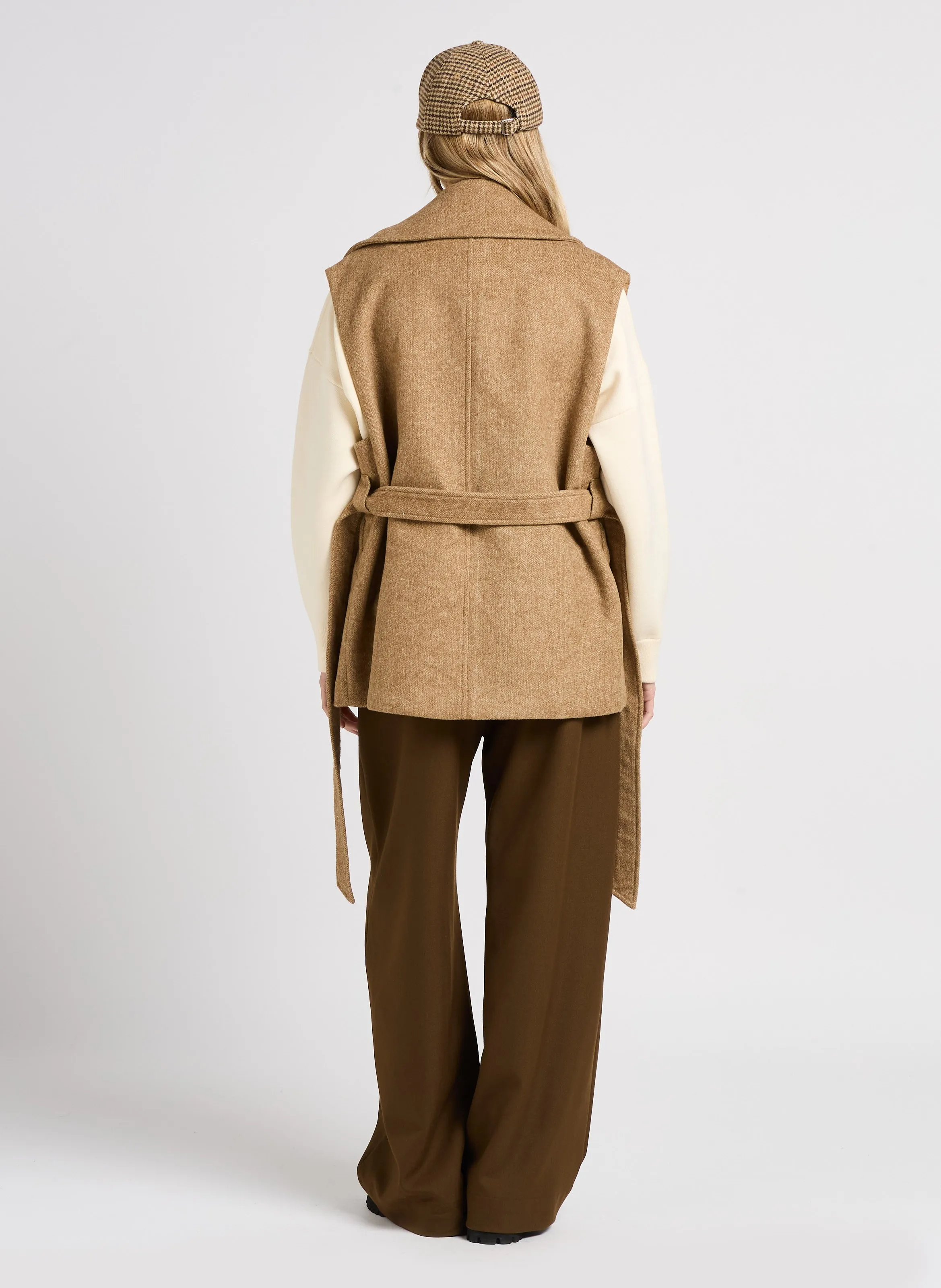 SUNCOO JIO  PANTALóN DE TALLE ALTO ANCHO EN MARRON