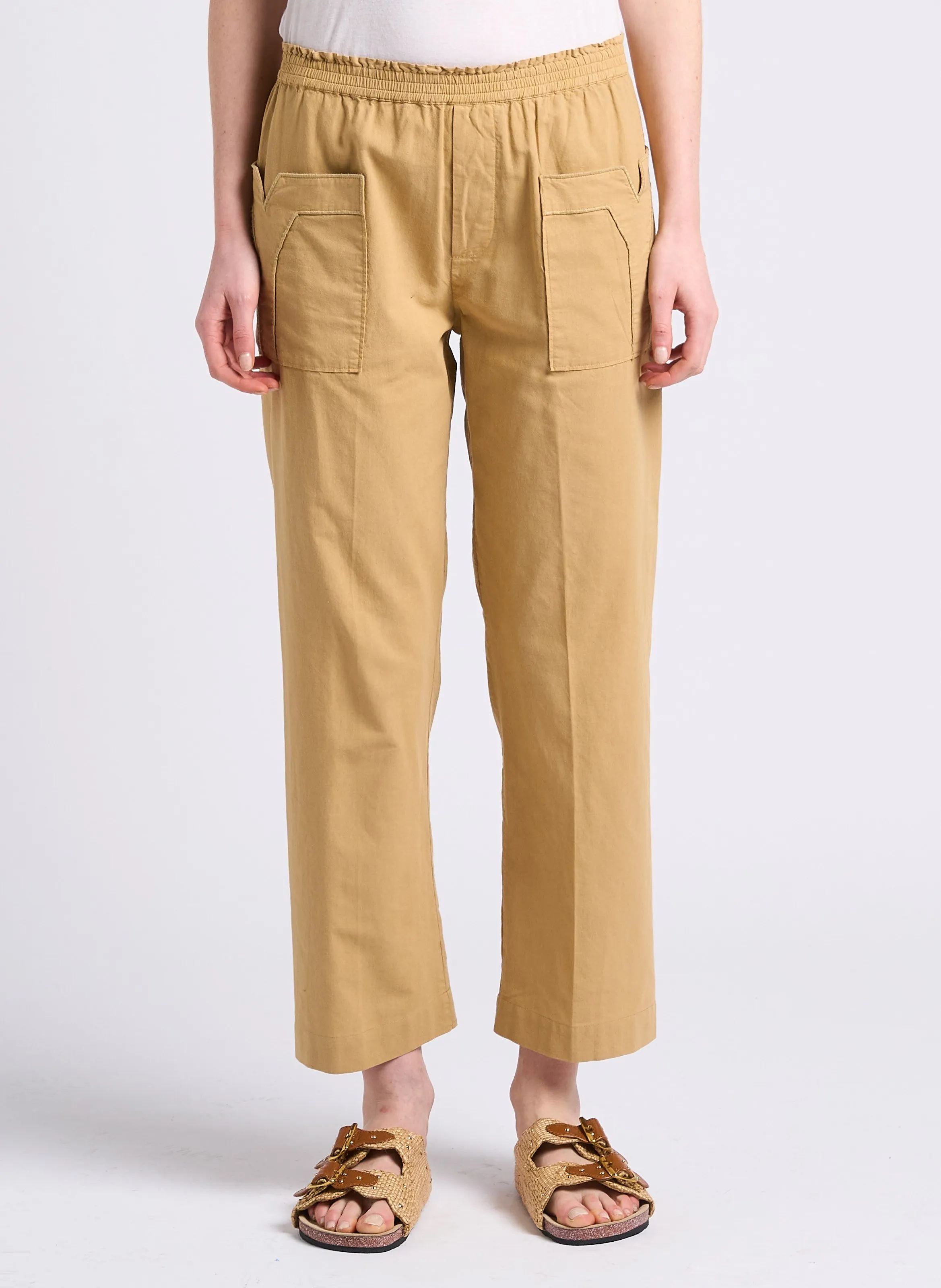SWILDENS ELUGO  PANTALóN RECTO DE ALGODóN DE TALLE ALTO EN BEIGE