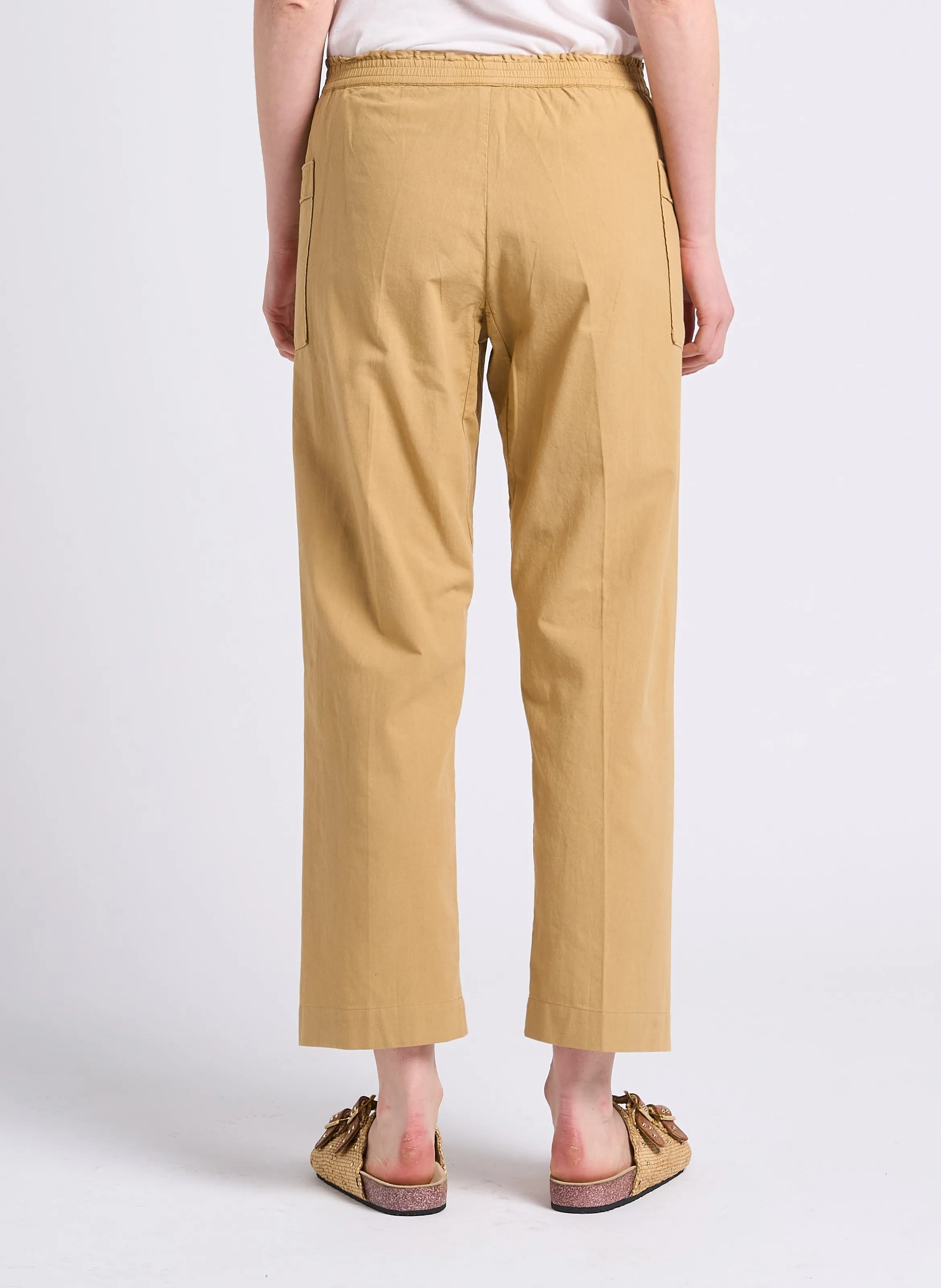 SWILDENS ELUGO  PANTALóN RECTO DE ALGODóN DE TALLE ALTO EN BEIGE
