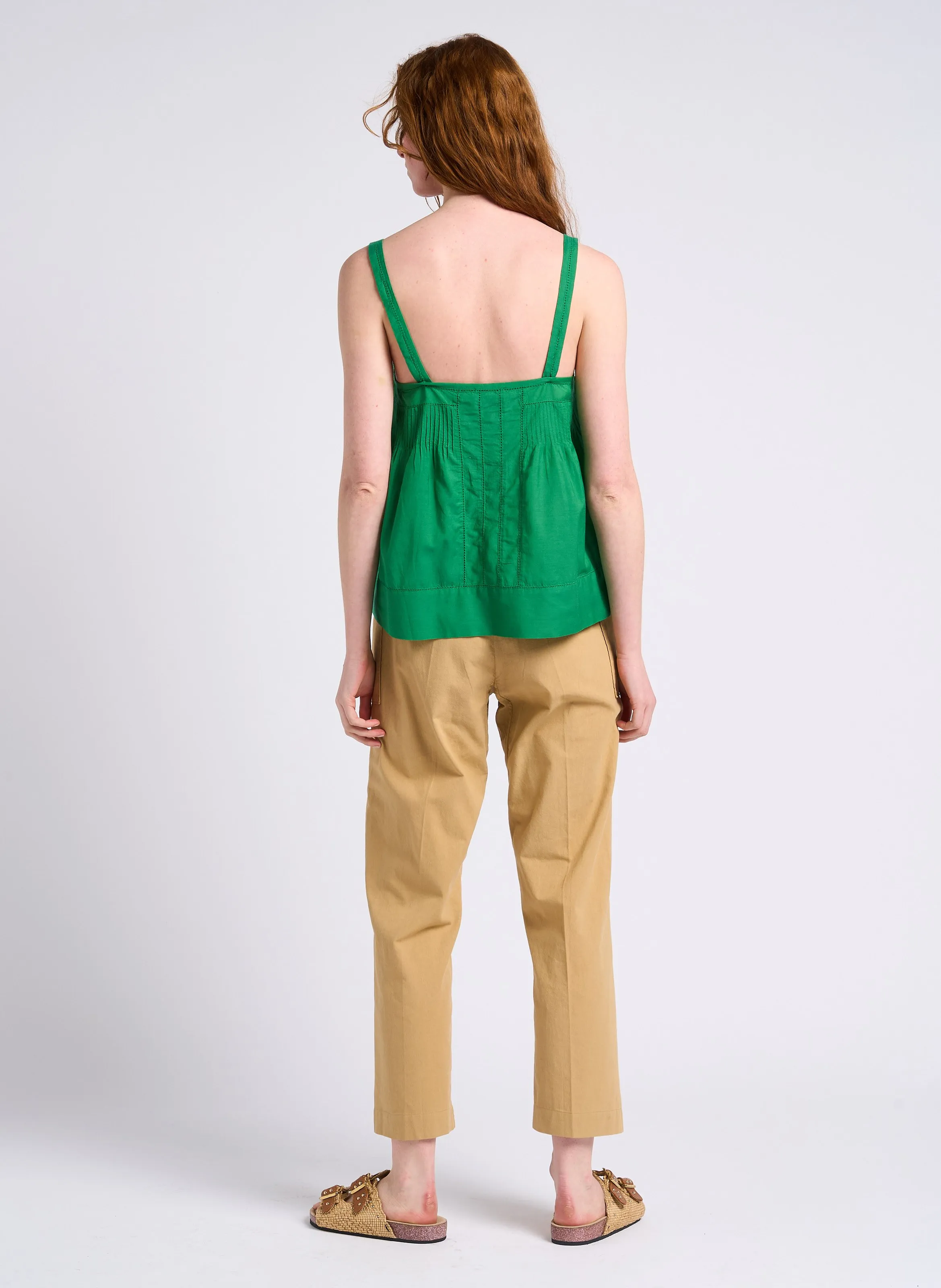 SWILDENS ELUGO  PANTALóN RECTO DE ALGODóN DE TALLE ALTO EN BEIGE