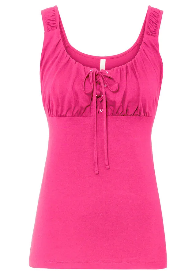 Top con cordón Rosa oscuro