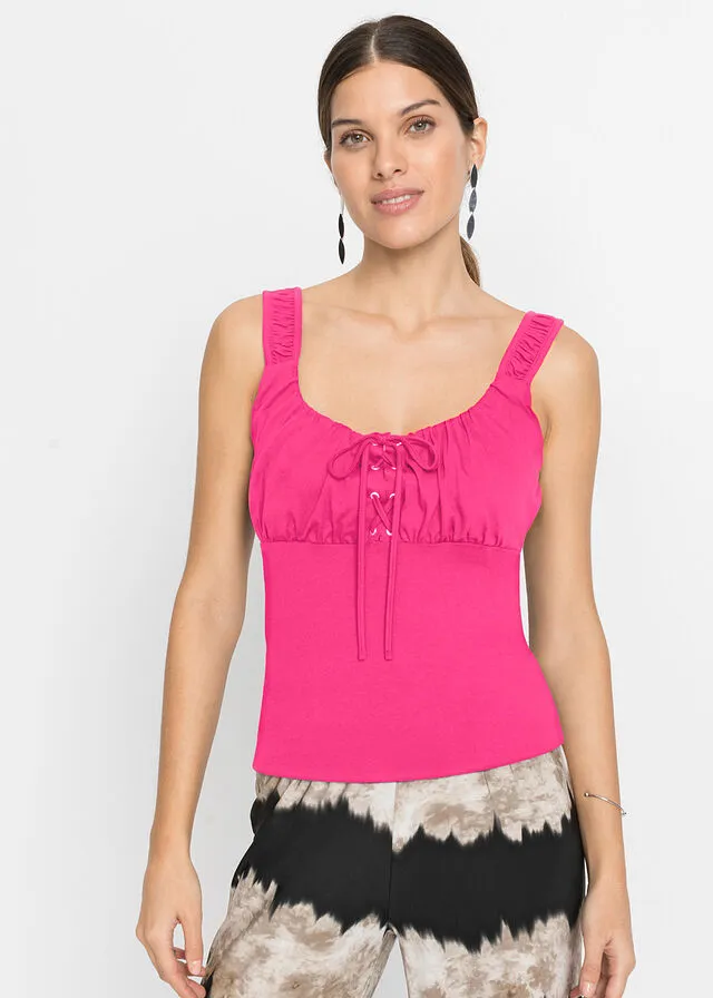 Top con cordón Rosa oscuro