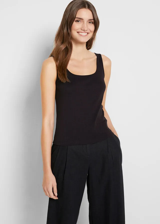Top con tirantes anchos Negro