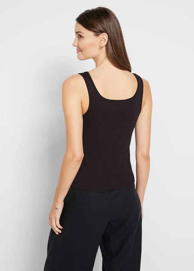 Top con tirantes anchos Negro