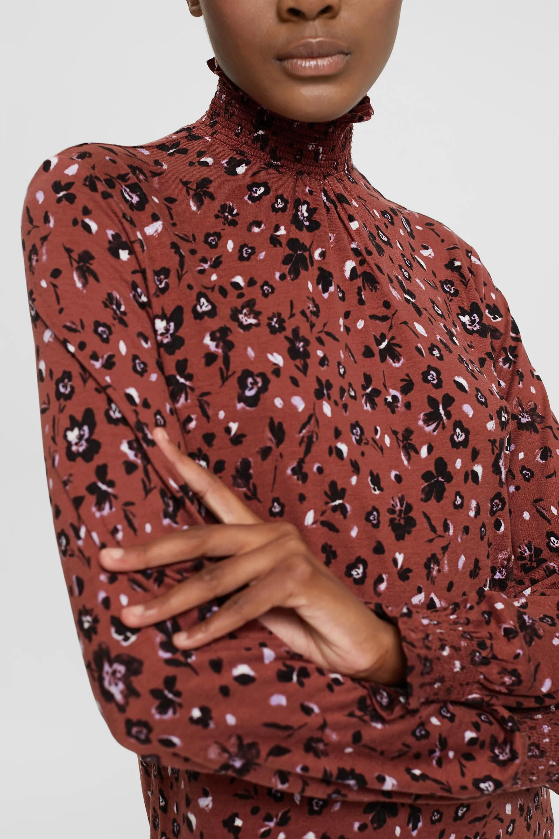 Top de manga larga con estampado, LENZING™ ECOVERO™