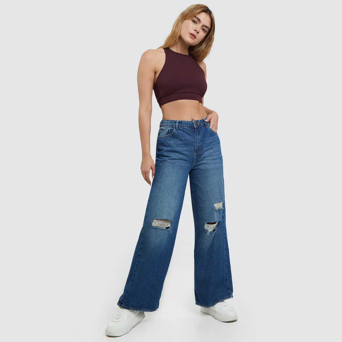Top Unicolor Con Tiras Cruzadas